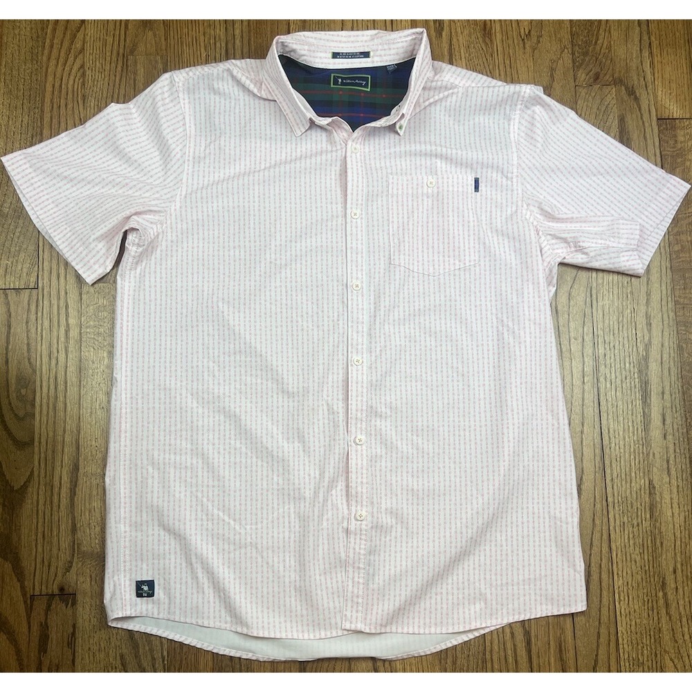 William Murray Pink Golf Shirt Button Down Short Sleeve Beer Print Men's Sz XL